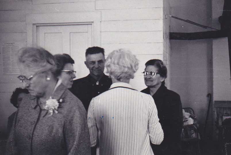 Velma Brown, Ruth and Ted Grindal, Marion Harding on right,