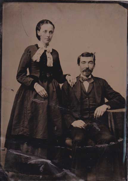 Isadora Amelia Sawyer Currier and her husband G. Richard Currier. The photo was probably taken around the time of their wedding on 25 Nov 1880.