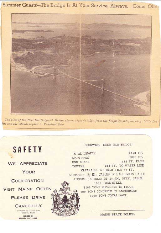 Deer Isle-Sedgwick Bridge Dedication Program- June 19, 1939