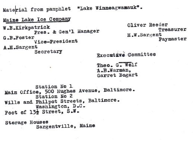 The following text is from a pamphlet created by the Maine Lake Ice Company.