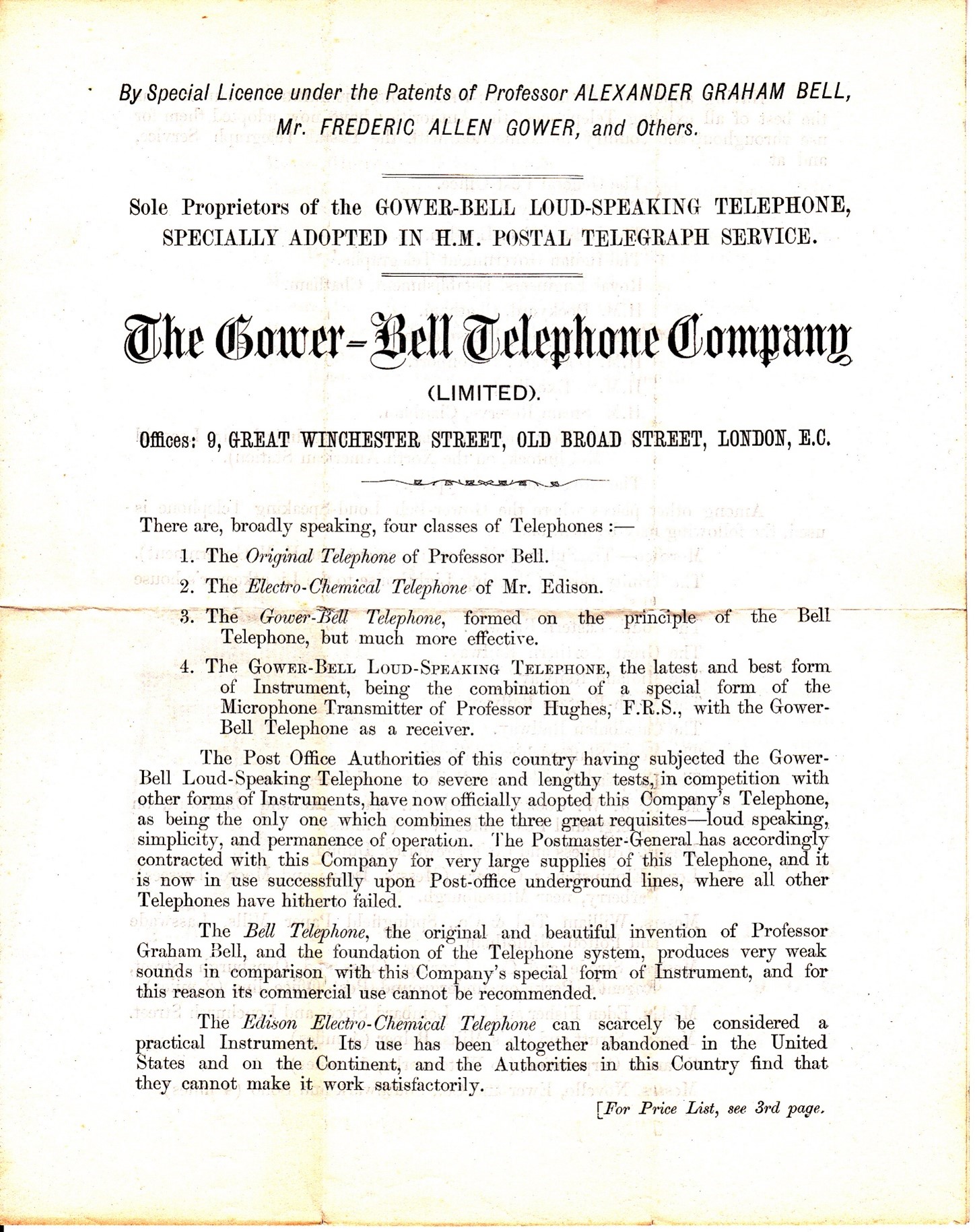 The Gower-Bell Telephone Company document