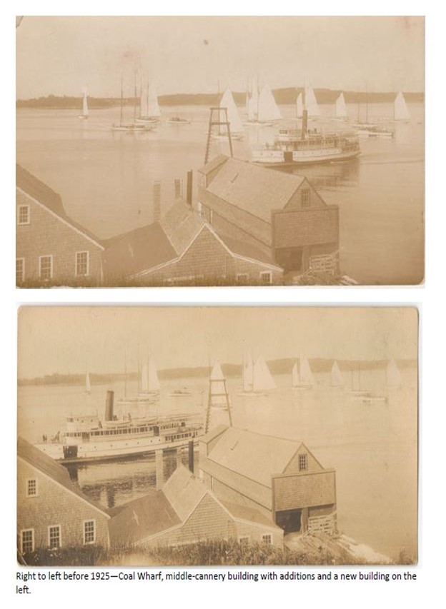 Right to left before 1925 - Coal Wharf, middle-cannery building with additions ande a new building on the left.