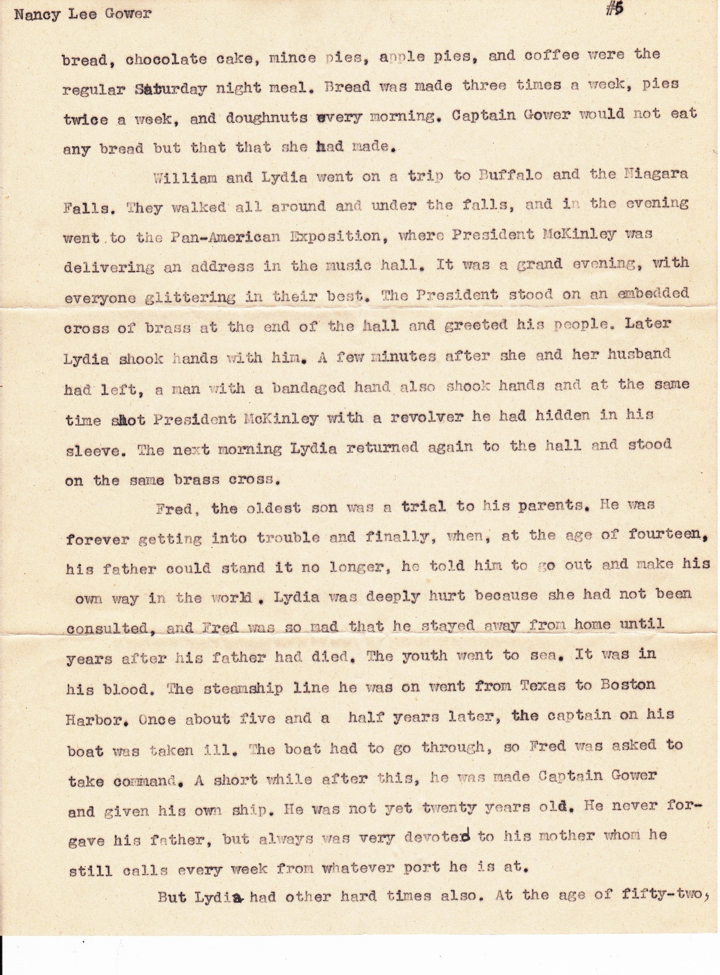 This story about Lydia was written by her granddaughter Nancy Lee Gower Hitchcock.