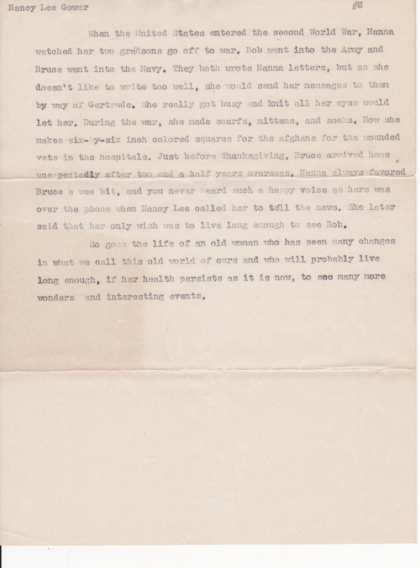This story about Lydia was written by her granddaughter Nancy Lee Gower Hitchcock.