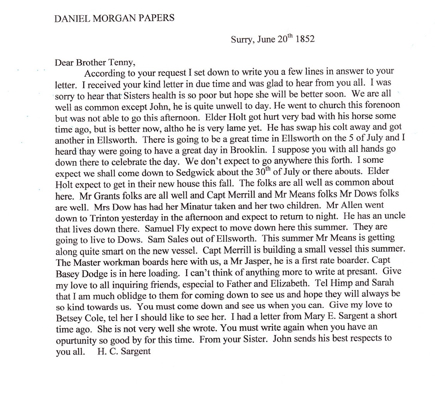 Daniel Morgan Papers