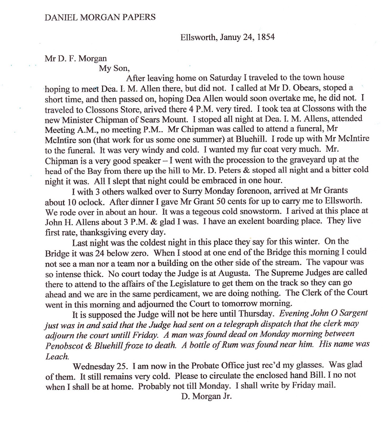 Daniel Morgan Papers