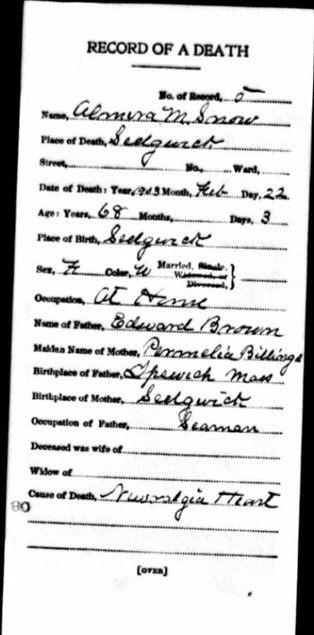 Almira Snow Record of a Death