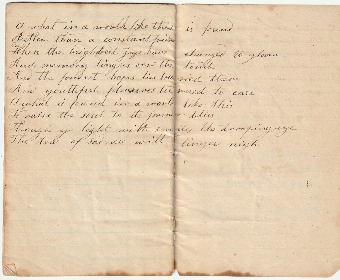 This undated poem appears to be in Patience Billing’s handwriting. 