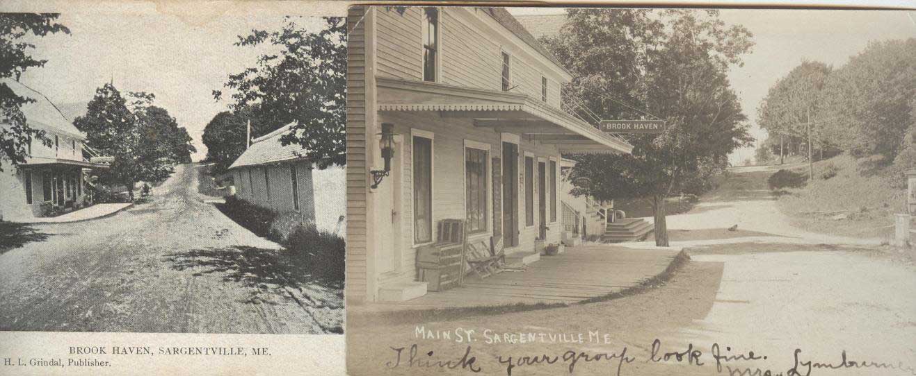 In the early 1900s there was a tea room named Brook Haven that catered to the travelers arriving on the steamboats. Across the road from the store was a bowling alley and a bakery. In these photos the Sawyer home is up the hill and to the right.