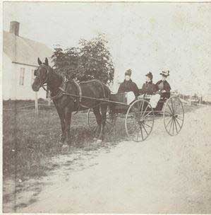 Out for an afternoon drive in the early 1800s. L to R-Edith Allen, Martha Sawyer, Dora Currier