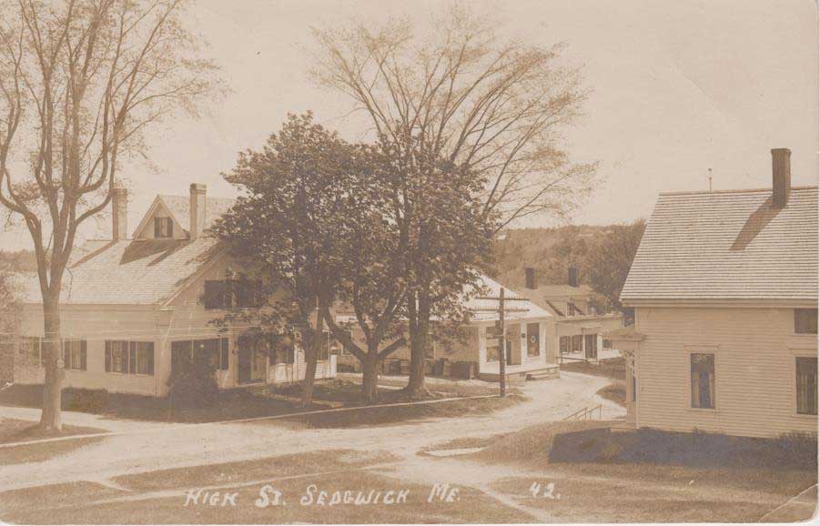 High Street-Buckminster’s Store is in the middle of the photo, on the site where the Traveler’s Home once stood.