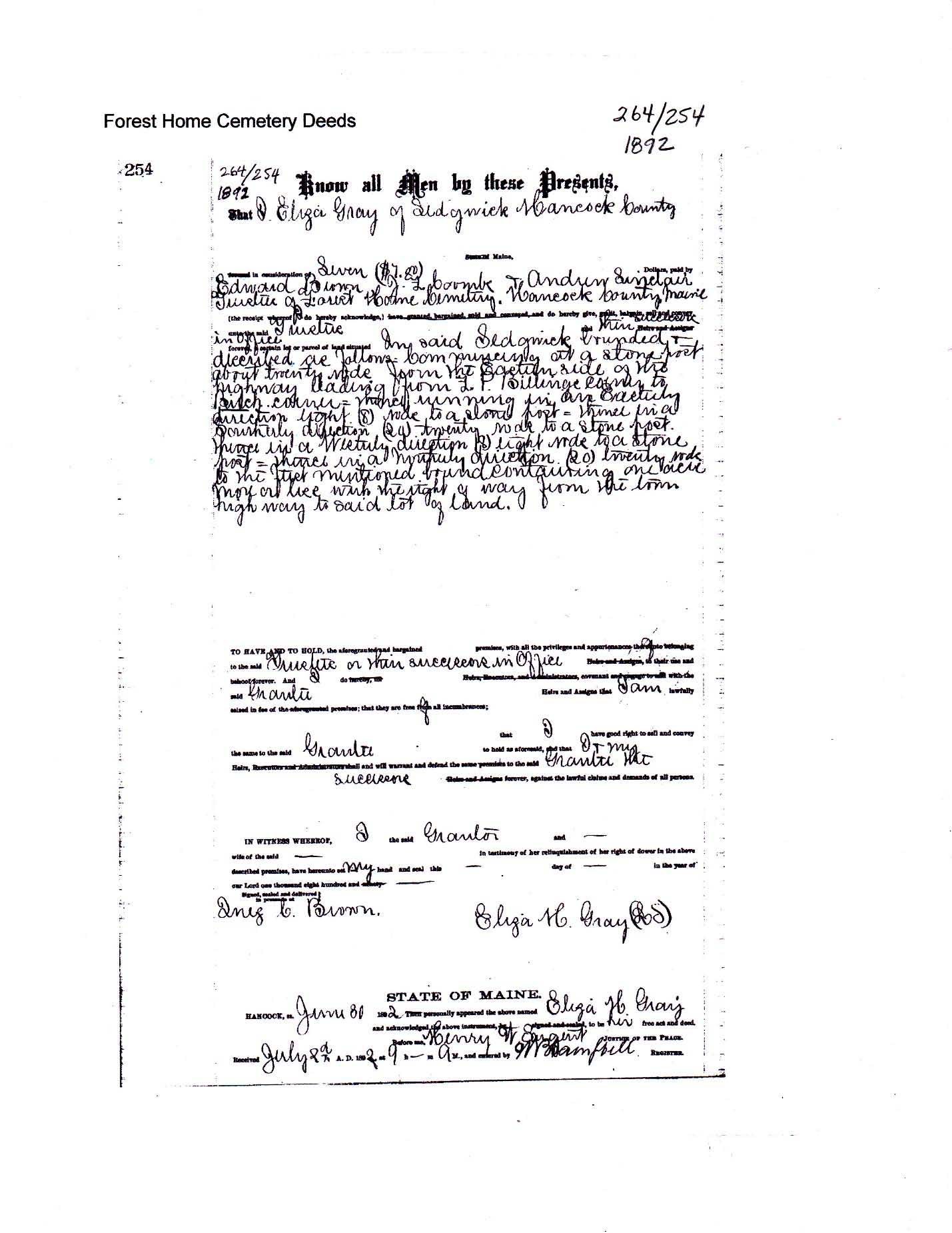 Forest Home Cemetery Deeds